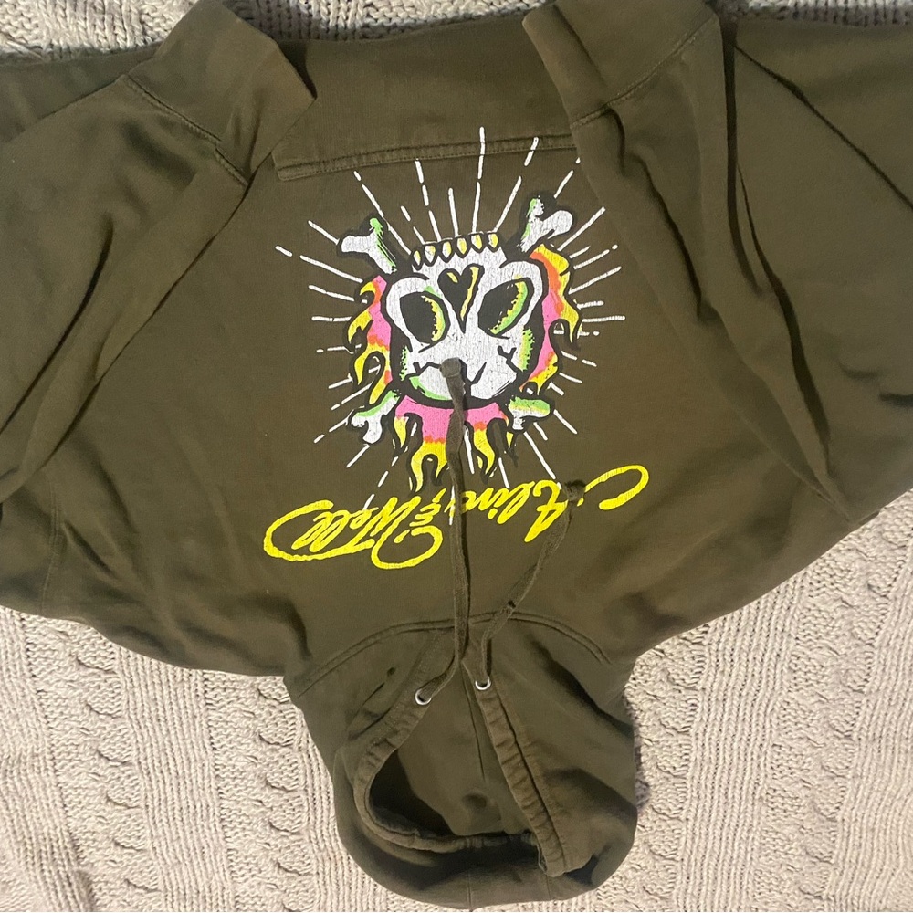 Kids Olive Green Graphic Hoodie